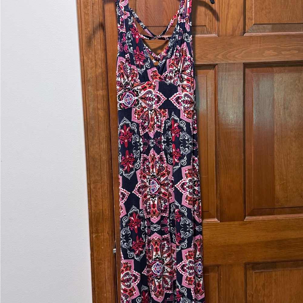 Loveappella Floral Pink and Black Maxi Dress